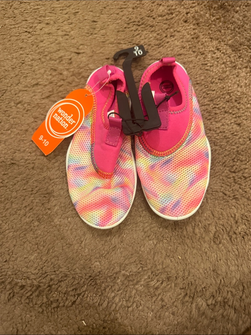 wonder nation Girls' Pink Multicolor Tie-Dye Water Slip-Ons